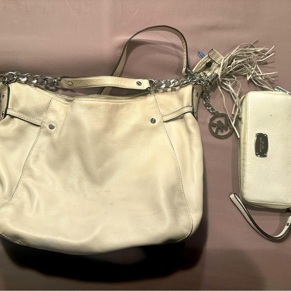 Michael Kors White Leather Bag and Wallet